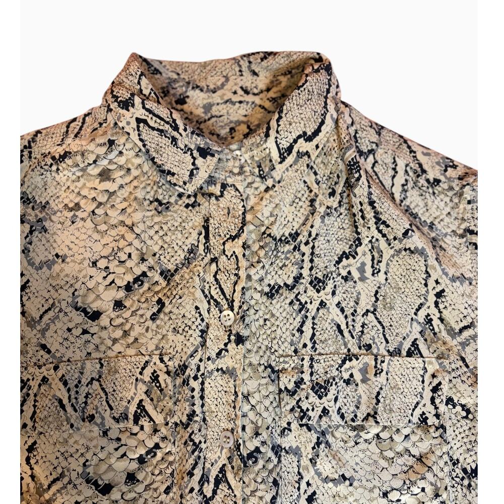 EQUIPMENT FEMME Women's 100% Silk Shirt XS Snake Reptile Print Oversized